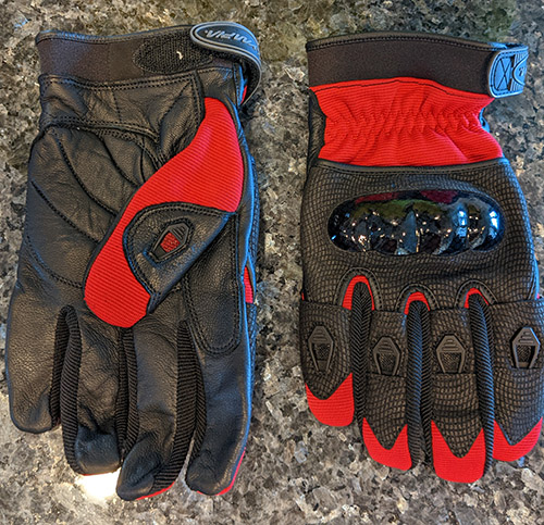 Notice the material and protection of these inexpensive motorcycle specific gloves