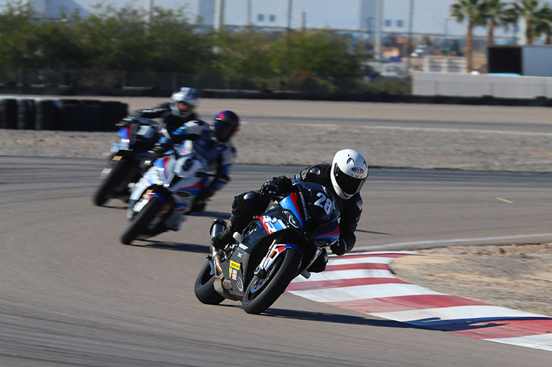 Big Apple Motorcycle School instructor George Tranos on the track